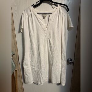St. John's Bay White Split V-Neck Cotton Tunic Dress or Cover-up
